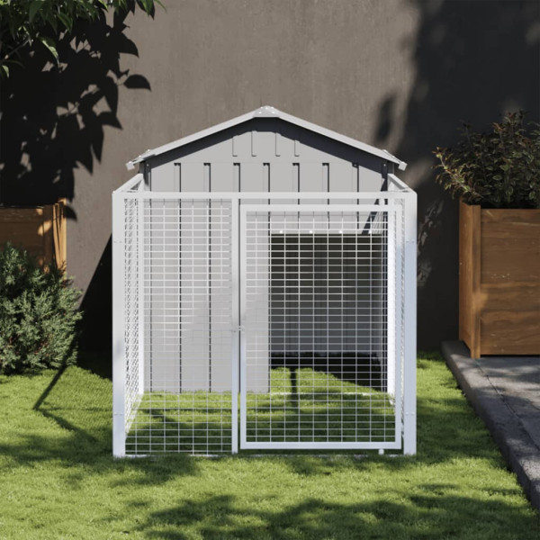 Caseta cães corral aço galvanizado cinza claro 117x201x123cm D