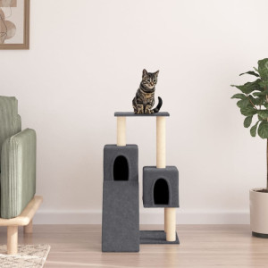Rascador para gatos con postes de sisal gris oscuro 82 cm D