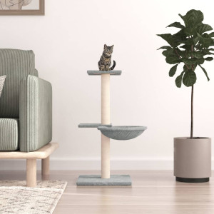 Rascador para gatos con postes de sisal gris claro 72 cm D