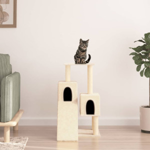 Rascador para gatos con postes de sisal color crema 82 cm D