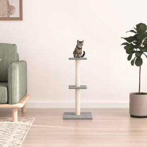 Rascador para gatos con postes de sisal gris claro 73 cm D