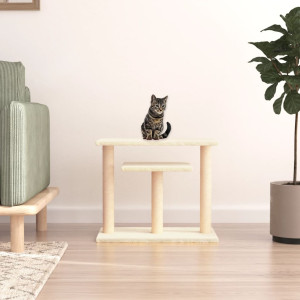 Postes rascadores para gatos con plataformas color crema 62.5cm D