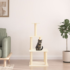 Poste para arranhar gatos com postes de sisal creme 111 cm D