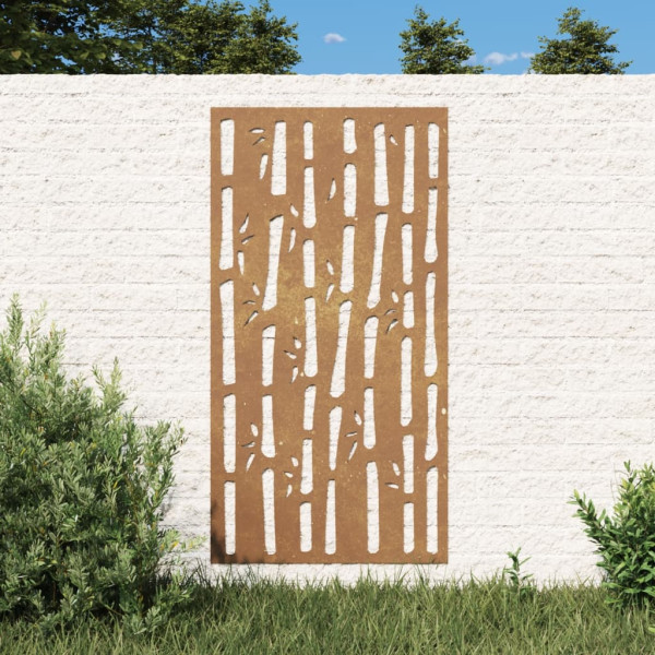 Ornamentação de parede de jardim de aço cortam design de bambu 105x55 cm D