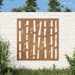 Adorno de pared de jardín acero corten diseño bambú 55x55 cm D