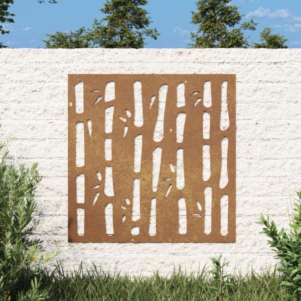 Ornamentação de parede de jardim de aço cortam design de bambu 55x55 cm D