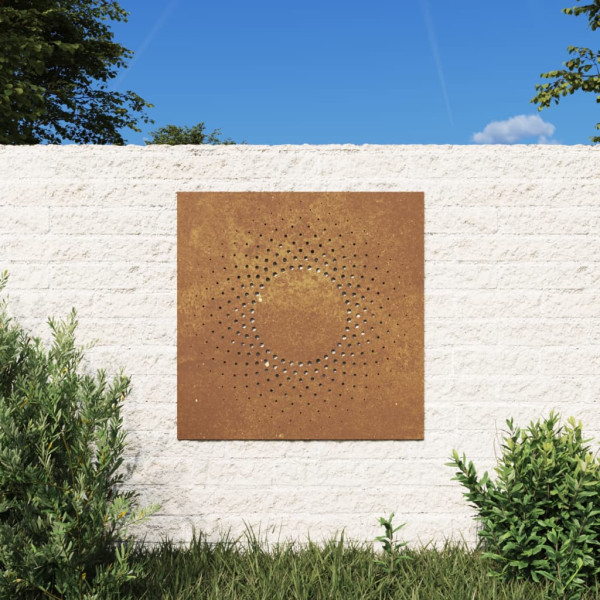 Ornamentação de parede de jardim de aço corte design sol 55x55 cm D