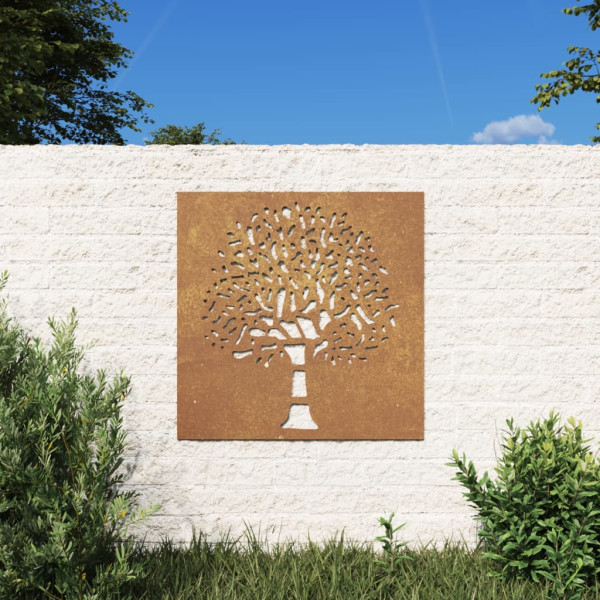 Adorno de pared de jardín acero corten diseño árbol 55x55 cm D