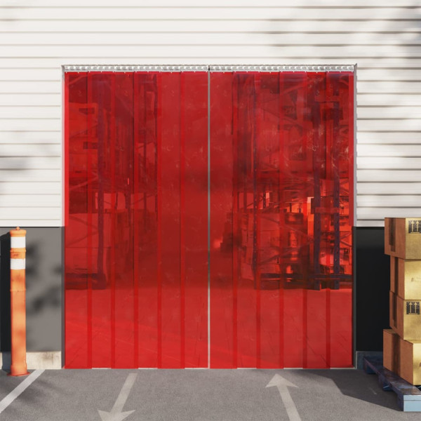 Tira de cortina para puertas PVC rojo 200x1.6 mm 10 m D