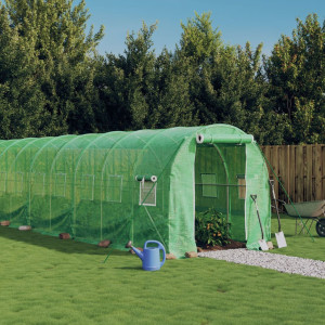 Invernadero con estructura de acero verde 28 m² 14x2x2 m D
