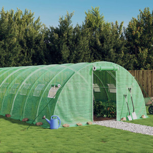 Invernadero con estructura de acero verde 24 m² 6x4x2 m D