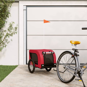 Remolque de bicicletas para cães tecido de ferro Oxford vermelho preto D