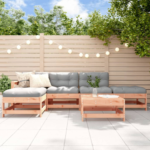 Conjunto de móveis de jardim de 6 peças com almofadas de madeira de abeto Douglas D