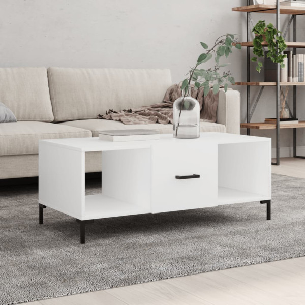 Mesa de centro madera contrachapada blanco 102x50x40 cm D