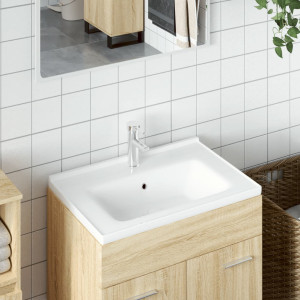 Lavabo de baño rectangular cerámica blanco 71x48x19.5 cm D