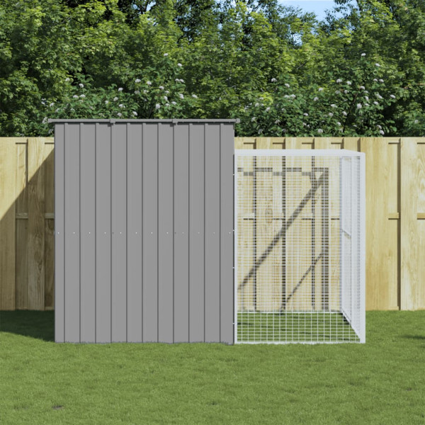 Caseta perros corral acero galvanizado gris claro 214x253x181cm D