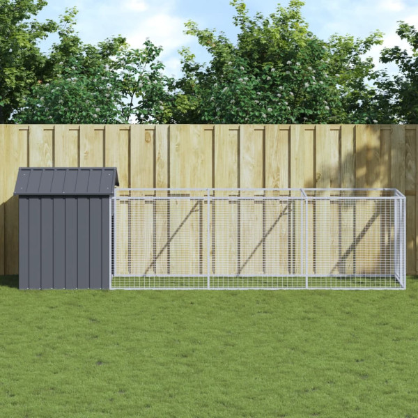 Caseta perros con tejado acero galvanizado gris 117x405x123 cm D