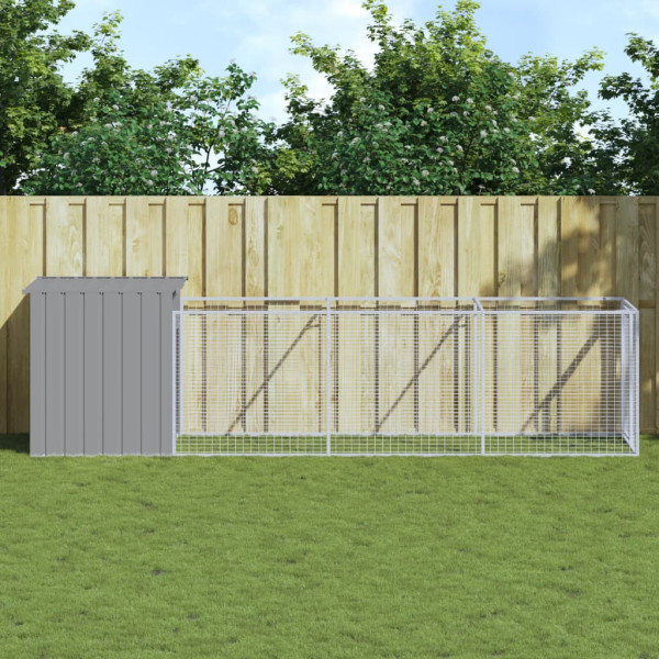 Caseta perros corral acero galvanizado gris claro 110x405x110cm D