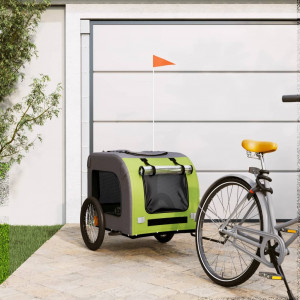 Remolque de bicicletas para cães tecido Oxford verde cinza D