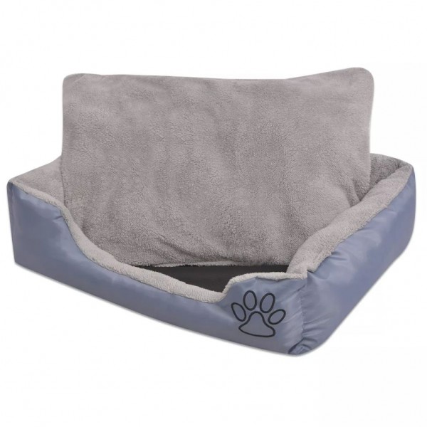 Cama de cão com almofada acolchada, tamanho L cinza D