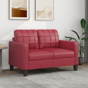 Sofá de 2 plazas de cuero sintético rojo vino 120 cm D