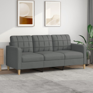 Sofá de 3 plazas de tela gris oscuro 180 cm D