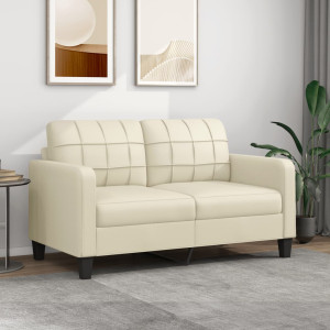 Sofá de 2 plazas de cuero sintético color crema 140 cm D