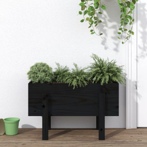 Jardinera madera maciza de pino negro 62x30x38 cm D