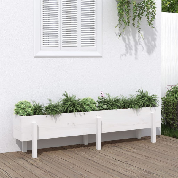 Arrádio elevado de jardim madeira maciça pinheiro branco 160x30x38cm D