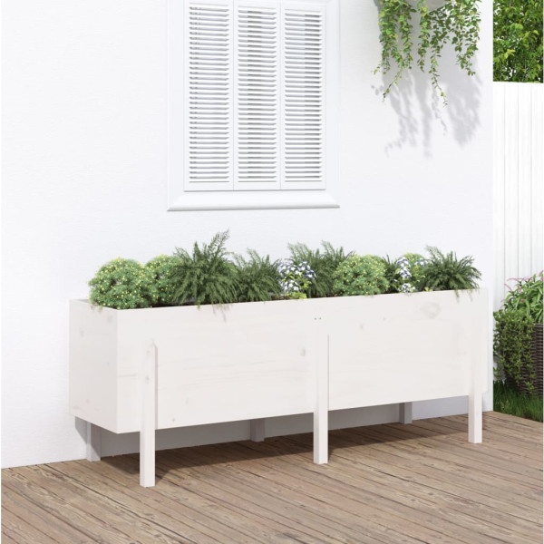 Arrádio elevado de jardim madeira maciça pinheiro branco 160x50x57cm D