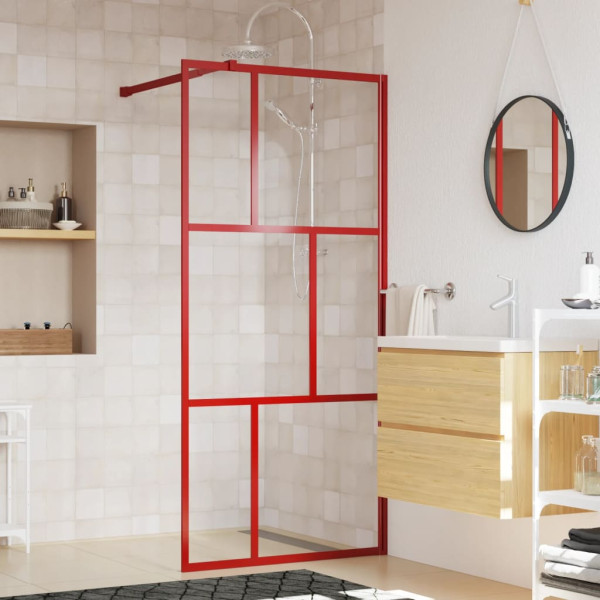 Mampara puerta de ducha vidrio transparente ESG rojo 80x195 cm D