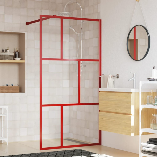 Mampara puerta de ducha vidrio transparente ESG rojo 100x195 cm D