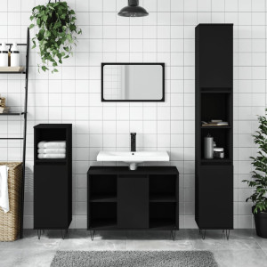 Armário de banheiro em compensado preto 30x30x100 cm D