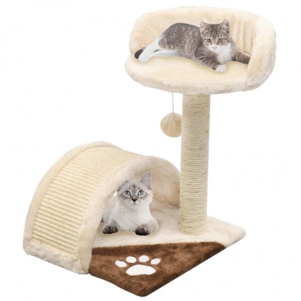 Rascador para gatos con poste de sisal 40 cm beige y marrón D
