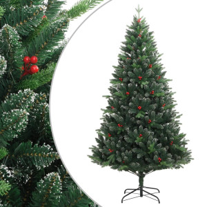 Árbol de Navidad artificial con bisagras y frutos rojos 120 cm D