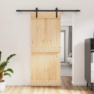 Puerta corredera con herrajes madera maciza de pino 85x210 cm D