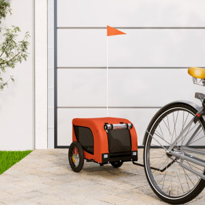 Reboque de bicicleta para cães ferro tecido Oxford laranja preto D