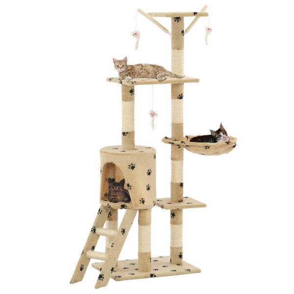 Poste para arranhar gatos com poste de sisal 138 cm estampas bege D