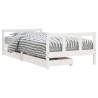 Estrutura cama infantil c/ gavetas 90x190cm pinho maciço branco 2