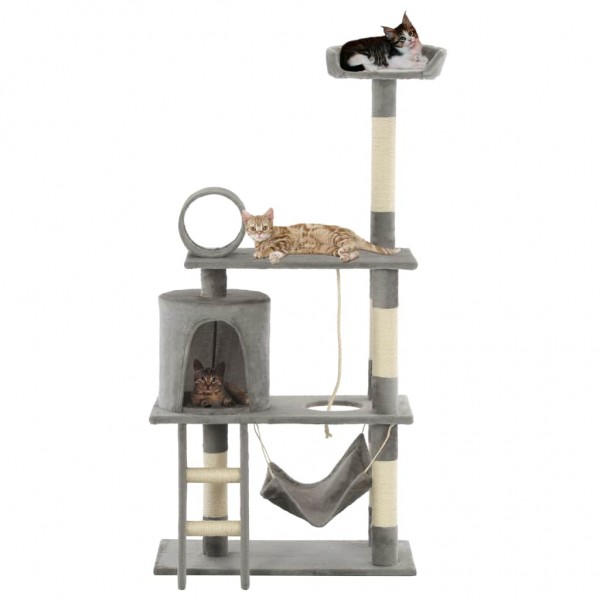 Rascador para gatos con poste de sisal 140 cm gris D