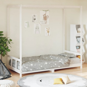 Estrutura de cama infantil em madeira de pinho branco 90x190 cm D