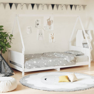 Estructura de cama para niños madera de pino blanco 90x200 cm D