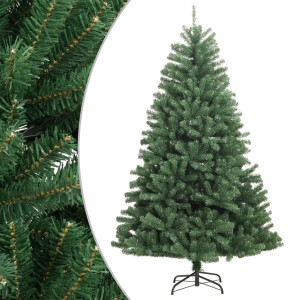 Árbol de Navidad artificial con bisagras y soporte verde 210 cm D