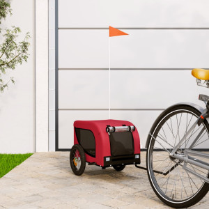 Remolque de bicicletas para cães tecido de ferro Oxford vermelho preto D