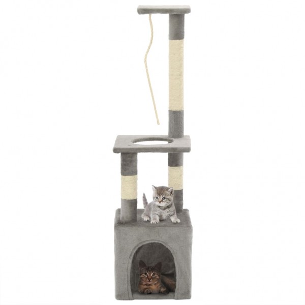 Raspador para gatos com postes raspadores de sisal 109 cm cinza D