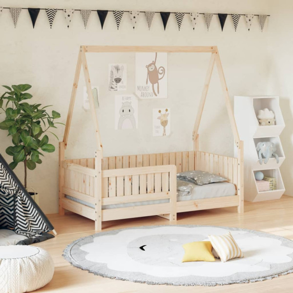 Estructura de cama para niños madera maciza de pino 70x140 cm D