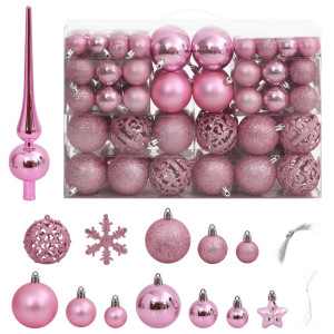 Jogo de bolas de Natal de poliestireno rosa D