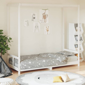 Estrutura da cama para crianças madeira de pinho branco 80x200 cm D