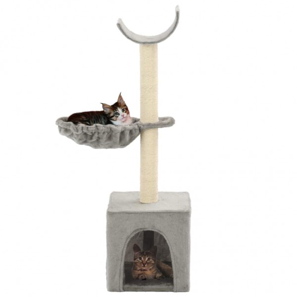 Raspador para gatos com poste de sisal cinza de 105 cm D