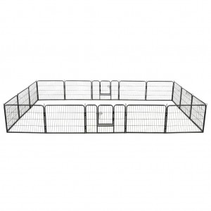 Corral para cães 16 painéis de aço 60x80 cm preto D